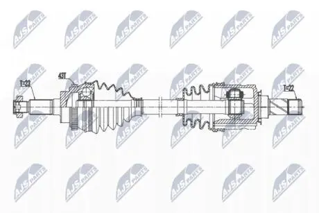 ПІВВІСЬ | OPEL AGILA A 1.2 00-08 /ЛІВ/ NTY NPWPL123