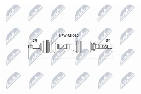 ПІВВІСЬ | RENAULT TRAFFIC II 1.9DCI,2.0,2.5DCI 01- GEAR PK5/PK6, VIVARO KOMBI 01- /ПРАВ/ NTY NPWRE010