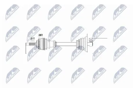 ПІВВІСЬ | RENAULT CLIO II 1.2,1.4,1.6,1.5DCI,1.9D 98-05, KANGOO 1.9D 97-, THALIA 1.4,1.6,1.9D 00- /ЛІВ/ NTY NPWRE013