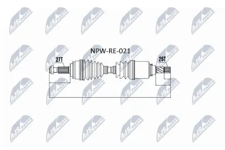 Приводной вал (полуось) renault kangoo 1.5dci 1.6 08,8200687739 NTY NPWRE021