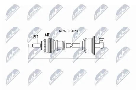 ПІВВІСЬ | RENAULT MEGANE I 1.4,1.6,1.9D/TD/DTI,2.0 95-02, MEGANE SCENIC 1.4,1.6,1.9D/TD/DTI,2.0 96-03 /ЛІВ/ NTY NPWRE023