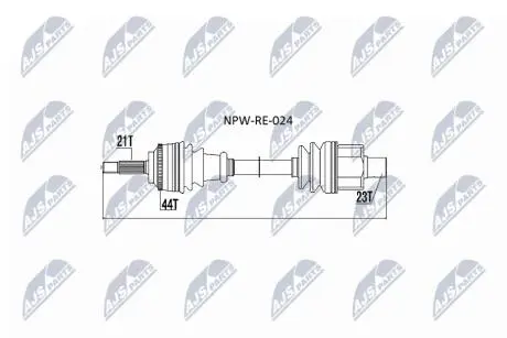 ПІВВІСЬ | RENAULT MEGANE I 1.4,1.6,1.9D/TD/DTI,2.0 95-02, MEGANE SCENIC 1.4,1.6,1.9D/TD/DTI,2.0 96-03 /ПРАВ/ NTY NPWRE024