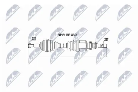 ПІВВІСЬ | RENAULT MEGANE II 1.4,1.5DCI,1.6 02- /ПРАВ/ NTY NPWRE030