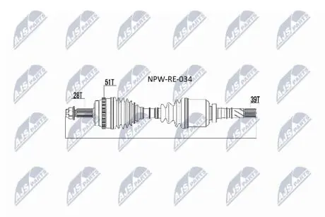 ПІВВІСЬ | RENAULT MASTER II 2.5DCI 01-, OPEL MOVANO 2.5DTI 01- /ПРАВ/ NTY NPWRE034