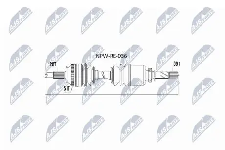 ПІВВІСЬ | RENAULT MASTER II 2.2DCI 00- /GEAR BOX PK5/PF1/ /ПРАВ/ NTY NPWRE036