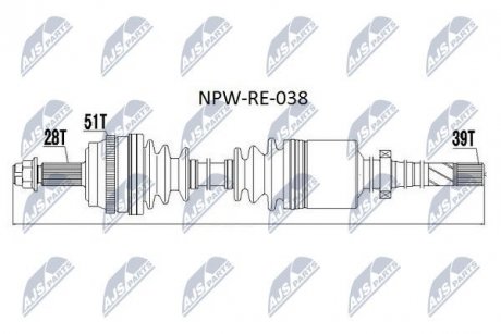 Піввісь передня права NTY NPW-RE-038