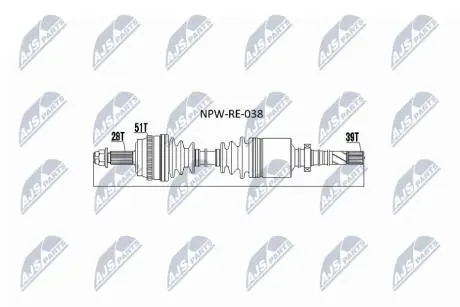 Піввісь передня права NTY NPW-RE-038