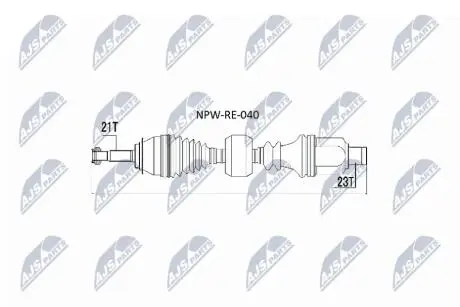 ПІВВІСЬ | DACIA LOGAN 1.2,1.4,1.6 04-, SANDERO 1.2,1.4,1.6 08- /ПРАВ/ NTY NPWRE040
