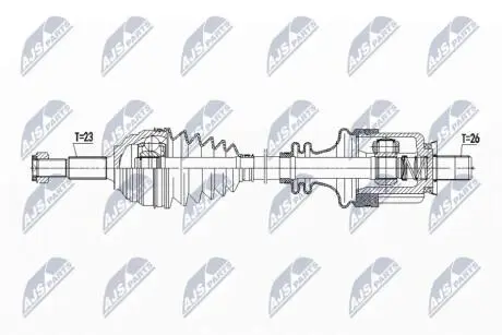 Приводной вал (полуось) renault megane21.5dci 45444,8200267040 NTY NPWRE093