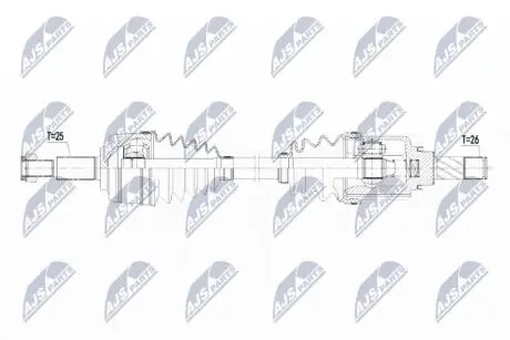 Полуось передняя правая NTY NPW-RE-113