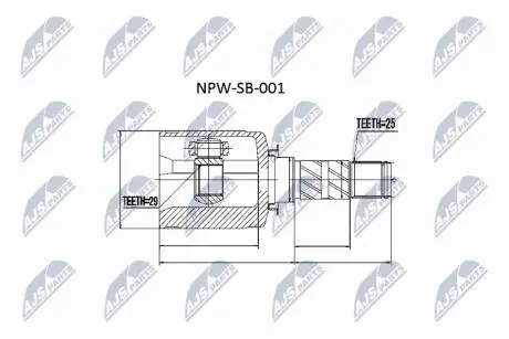 ШАРНІР РІВНИХ КУТОВИХ ШВИДКОСТЕЙ | SUBARU B9 TRIBECA W10 04-, LEGACY 09- NTY NPWSB001