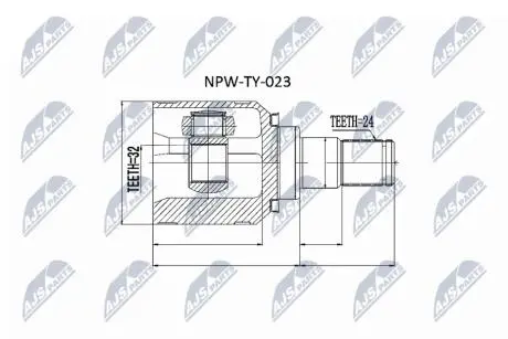 ШАРНІР РІВНИХ КУТОВИХ ШВИДКОСТЕЙ | TOYOTA AVENSIS CDT220 2.0 D-4D 99-03 /ЛІВ/ NTY NPWTY023