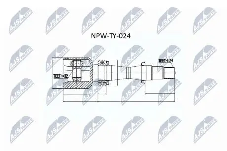 ШАРНІР РІВНИХ КУТОВИХ ШВИДКОСТЕЙ | TOYOTA AVENSIS CDT220 2.0 D-4D 99-03 /ПРАВ/ NTY NPWTY024