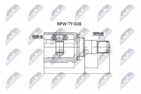 ШАРНІР РІВНИХ КУТОВИХ ШВИДКОСТЕЙ | TOYOTA AVENSIS CDT250 2.0D 03-06, ADT250 2.0D-4D 06-08, AZT250 2.0 03-08, COROLLA VERSO 2.0D-4D 04-05, COROLLA CDE120 2.0D-4D 01-07 /ЛІВ/ NTY NPWTY028