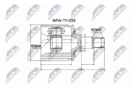 ШАРНІР РІВНИХ КУТОВИХ ШВИДКОСТЕЙ | TOYOTA LANDCRUISER KDJ90 3.0D-4D 00-02, KZJ90/95 3.0D 96-99, VZJ90 3.4 96-02, 4RUNNER RZN185 2.7 95-00, VZN185 3.4 95-02 Л/П NTY NPWTY039