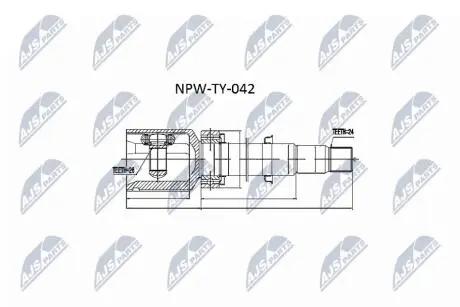 ШАРНІР РІВНИХ КУТОВИХ ШВИДКОСТЕЙ | TOYOTA AVENSIS ADT250 2.0D-4D 03-10.2008 /ПРАВ/ NTY NPWTY042