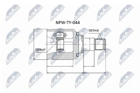 Внутренний шрус Toyota avensis adt251 2.2d4d 05 corolla 2.0d 0613,4304005141 NTY NPWTY044