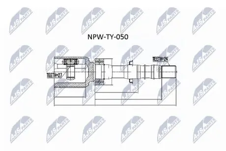 ШАРНІР РІВНИХ КУТОВИХ ШВИДКОСТЕЙ | TOYOTA RAV-4 ALA30 2.2D-4D /MTM/ 05-12, 2.2D-CAT /MTM/ 05-08 10-12, ALA41 2.0D-4D /MTM/ 13-, ALA49 2.2D-4D /MTM/ 12- /ПРАВ/ NTY NPWTY050