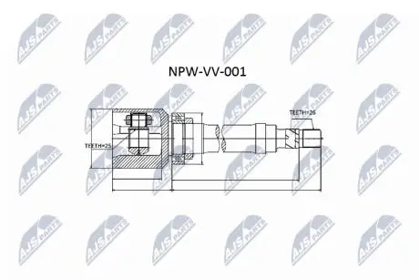 ШАРНІР РІВНИХ КУТОВИХ ШВИДКОСТЕЙ | VOLVO 850, C70/S70/V70 93-98 /ПРАВ/ NTY NPWVV001
