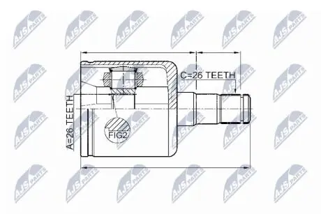 ШАРНІР РІВНИХ КУТОВИХ ШВИДКОСТЕЙ | VOLVO S40/V50 2.4I, 2.4D D5, 2.5I T5 04-, C30/C70 2.4I, 2.4D D5, 2.5I T5 06- /ЛІВ/ NTY NPWVV003