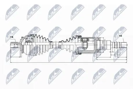 ПІВВІСЬ | VOLVO XC70 2.4D,2.4D5,2.5T 2002-2008 /ПРАВ/ NTY NPWVV020