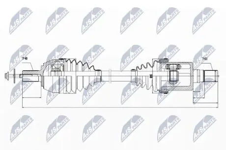 ПІВВІСЬ | VOLVO S80 2.5T 2007-2013 AT LH VOLVO S60 II D3/D4/D5 10-15, S80 II D5, 2.5T 07-, V60 D3/D5 10-16, V70 III D3/D4 10-15 /ЛІВ, ATM/ NTY NPWVV023