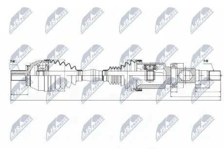 ПІВВІСЬ | VOLVO ENG.2.0T,2.0T5 S60II/V60 10-15, S80 10-, V70III 2.0T 10- /ПРАВ,ATM/ NTY NPWVV034