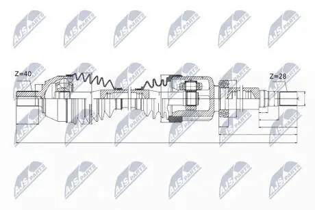 ПІВВІСЬ | VOLVO ENG.1.6T S60II/V60 T3/T4 10-, S80II/V70III T4 10- /ПРАВ,ATM/ NTY NPWVV044
