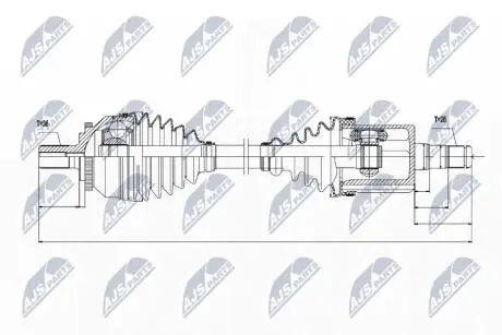 ПІВВІСЬ | VOLVO ENG. 2.0T,2.3T5,2.4,2.4D5,2.4T,2.4T5,2.5T,T5 S60 00-10, V70II 00-07, XC70 2.4T 00-02 /ATM,ЛІВ/ NTY NPWVV045
