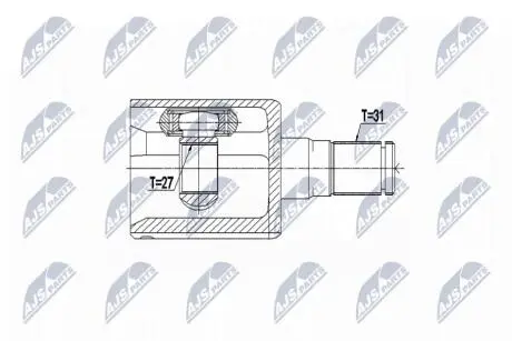 ШАРНІР РІВНИХ КУТОВИХ ШВИДКОСТЕЙ | VOLVO T5,T6,D4,D5 XC90 15-, V90XC 17-, XC60 18-, S60II/V60 2.0T3/T5 14-17, S80II / V70III 3.2V6 AWD 07- /ЛІВ,ATM/ NTY NPWVV076