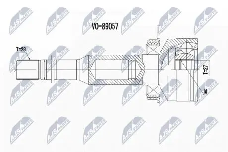 ШАРНІР РІВНИХ КУТОВИХ ШВИДКОСТЕЙ | VOLVO XC60 2.0D4 13-16, 2.0T5 15-17, 3.0T6 13-17 /ПРАВ,ATM,OPCJA 1/ NTY NPWVV100