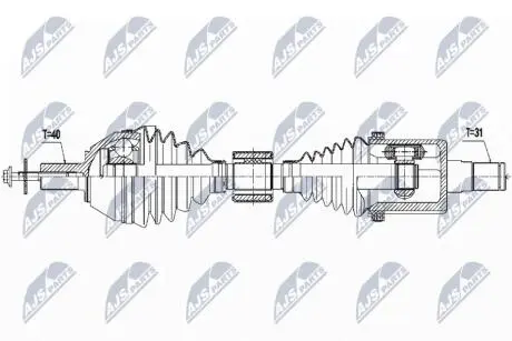 ПІВВІСЬ | VOLVO S60II/V60I D3/D4/D5,2.0T 10-, S80II D5 06-, D3 10-, 2.0TDI 08-11, V70III 2.4D/D3/D4/D5 07- /ЛІВ,ATM/ NTY NPWVV115