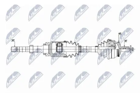 ПІВВІСЬ | VOLVO S60 I 2.4T,2.5T AWD ATM 02-10, V70II 2.4D5,2.4T,2.5T AWD ATM 02-, XC70 2.4T XC AWD ATM 00- /ПЕРЕД,ПРАВ/ NTY NPWVV129