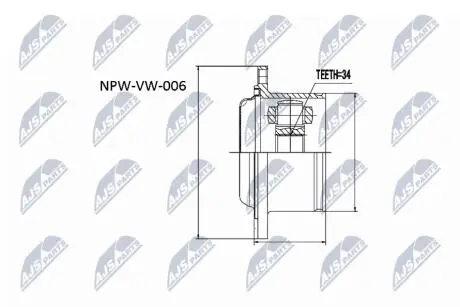 Внутренний шрус vw passat 96 audi a4 95, NTY NPWVW006