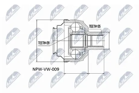 Внутренний шрус vw sharan 00 seat alhambra 00,7m3498103 NTY NPWVW009