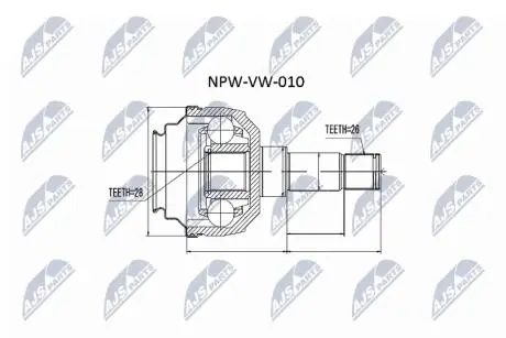Внутренний шрус vw sharan 00 seat alhambra 00, NTY NPWVW010