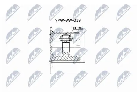 ШРКШ внутр. прав. (35x28x42mm) VW Sharan/Ford Galaxy 1.8TDI/2.0 16V/2.8 VR6 96- NTY NPWVW019