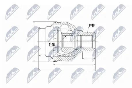 ШАРНІР РІВНИХ КУТОВИХ ШВИДКОСТЕЙ | VW GOLF V 1.4TSI 07-09, TIGUAN 1.4TSI, 2.0TDI 07-, AUDI A3 1.4TFSI ATM 07-13, Q3 09-, SKODA SUPERB 1.8TSI ATM 08- NTY NPWVW031