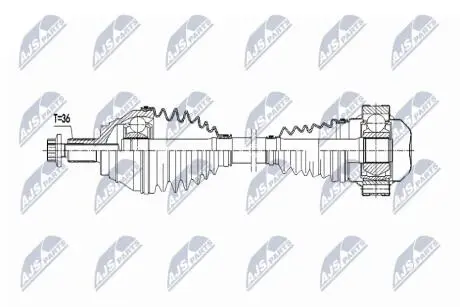 ПІВВІСЬ | VW GOLF VII 1.4TSI 14-, GOLF SPORTSVAN 1.4TSI 14-, SKODA OCTAVIA III 1.4TSI,1.8TSI 13-, AUDI A3 1.8TSI 12-, SEAT LEON 1.4TSI,1.8TSI 12- /ЛІВ/ NTY NPWVW063
