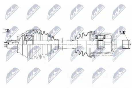 ПІВВІСЬ | VW/AUDI/SKODA/SEAT ENG 2.0TDI GOLF VII 2.0GTD 17-, SPORTVAN 16-, T-ROC 18-, SKODA OCTAVIA RS 17-, AUDI A3 17-, Q2 2.0TDI QUATTRO 16-, SEAT LEON 17- /ЛІВ,DSG/ NTY NPWVW081