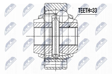 ШАРНІР РІВНИХ КУТОВИХ ШВИДКОСТЕЙ | VW 4MOTION TIGUAN 07-18, GOLF V,VI, PASSAT 05-15, CC 08-16, SKODA OCTAVIA II 4WD 04-13, SUPERB II 4WD 08-15, AUDI QUATTRO A1, A3 03-15, Q3, TT 06-15, SEAT 4WD ALTEA, ALTEA XL /ЗАД, NTY NPWVW088 (фото 1)