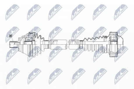 ПІВВІСЬ | VW CADDY III 1.6TDI,1.9TDI,2.0TDI 04-, CADDY IV 1.4TSI,1.6TDI, 2.0TDI 15-, PASSAT 1.4TSI,2.0TDI 15-, SKODA SUPERB III 1.8TSI, 2.0TDI 15-, YETI 1.4TSI 15-17 /ПРАВ/ NTY NPWVW107