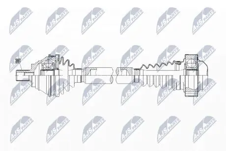 ПІВВІСЬ | VW CADDY III 1.6TDI,1.9TDI,2.0TDI 04-, CADDY IV 1.4TSI,1.6TDI, 2.0TDI 15-, PASSAT 1.4TSI,2.0TDI 15-, SKODA SUPERB III 1.8TSI, 2.0TDI 15-, YETI 1.4TSI 15-17 /ПРАВ/ NTY NPWVW107