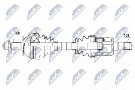 ПІВВІСЬ | VW POLO 1.4,1.6 06-09, SKODA FABIA II 1.6 07-14, ROOMSTER 1.6 06-15, SEAT CORDOBA 1.6 06-09 /ПРАВ,ATM/ NTY NPWVW125