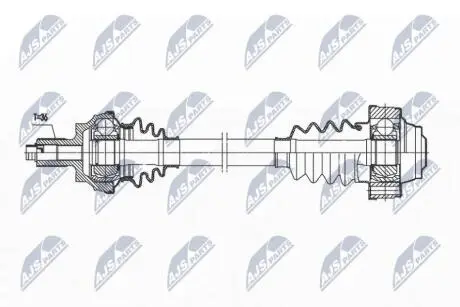 ПІВВІСЬ | VW GOLF VII 1.6TDI/2.0TDI 4MOTION,2.0R 13-, SKODA OCTAVIA III 1.8TSI 4X4 13-, AUDI A3 2.0TDI QUATTRO 12-,2.0TFSI QUATTRO 16-, S3 16-, SEAT LEON ST 1.6TDI 4WD,2.0TDI 4WD, 2.0CUPRA 4 NTY NPWVW167