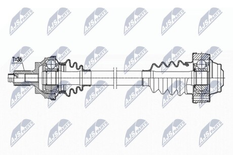 ПІВВІСЬ | VW 4MOTION PASSAT 14-, ARTEON 17-, TIGUAN 16-, T-ROC 17-, SKODA 4X4 SUPERB III 15-, KODIAQ 16-, AUDI QUATTRO Q2 16-, TT 14-, SEAT TARRACO 18- /ЗАД,ПРАВ/ NTY NPWVW170