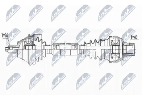 ПІВВІСЬ | VW/AUDI ENG. 1.4TSI GOLF V/PLUS V 07-, PASSAT 07-10, JETTA III 07-10, AUDI A3 07- /ПРАВ,ATM/ NTY NPWVW175