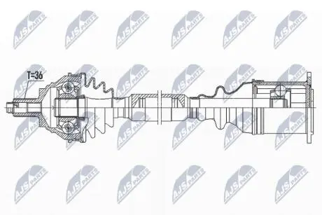 ПІВВІСЬ | VW 4MOTION PASSAT/CC B6 2.0TDI 170KM 09-10, B7 170KM/177KM 10-14, SKODA SUPERB II 2.0TDI 4X4 140KM 10-15 /ПЕРЕД,ПРАВ,ATM/ NTY NPWVW184