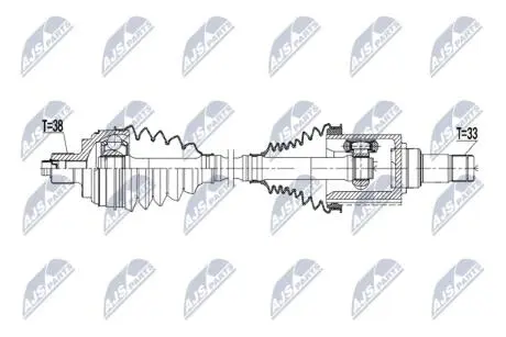 Полуось передняя левая vw id4 20-, id5 21-, skoda enyaq iv 20-, audi q4 e-tron 21-, 1eb407271b NTY NPWVW227