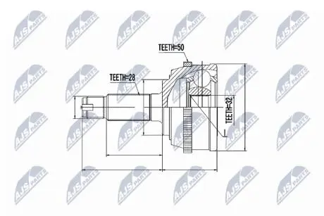 ШАРНІР РІВНИХ КУТОВИХ ШВИДКОСТЕЙ | HONDA ACCORD CE/CF 96-98,ACCORD CG 2.0TD 98-,NSX 90-,ROVER 600 93- /+ABS=50T/ NTY NPZHD032